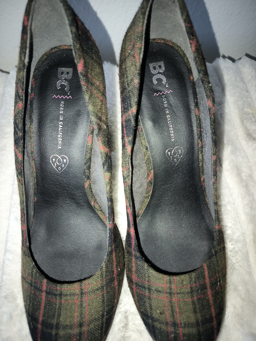 Olive Plaid Women's Pumps -BC Size 9.5